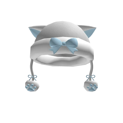 Cute Blue Cat Hat With Pompoms 🩵