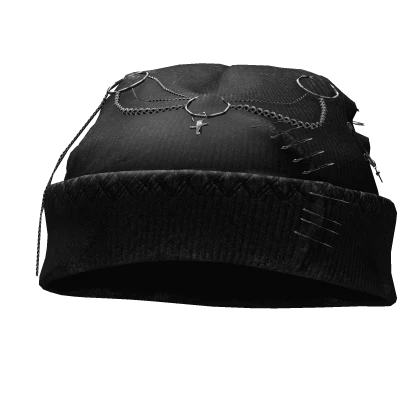  Black Distressed Grunge Beanie