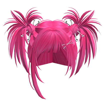 Spiky Grunge Emo Scene Pigtails in Hot Pink