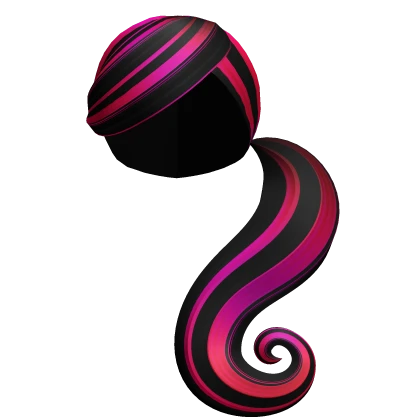 Swirly Iconic Bubblegum Ponytail in Black & Pink