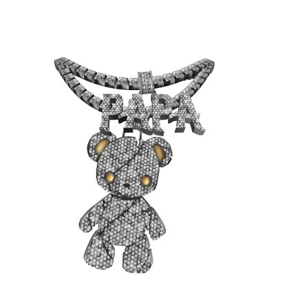 4.0 boy papa bear chain iced out silver stacked