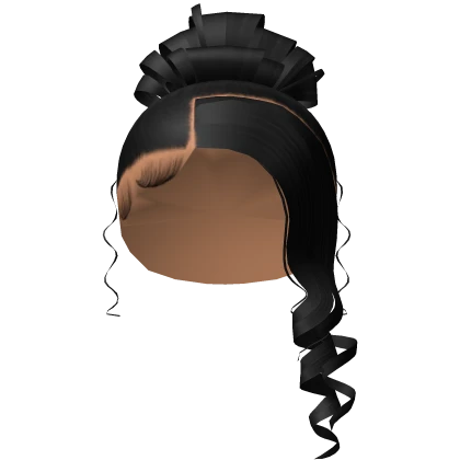 cute bun w/ side curly part in Black