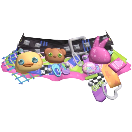 arcade gyaru scene neon colorful plushie skirt