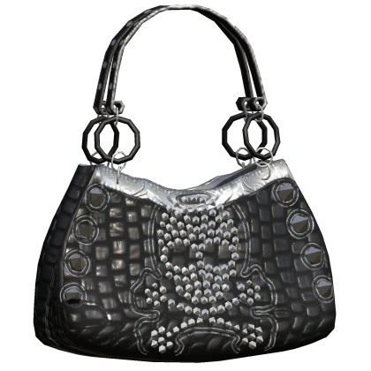 Black Punk Snake Print Skull Bag 2000s Rhinestone