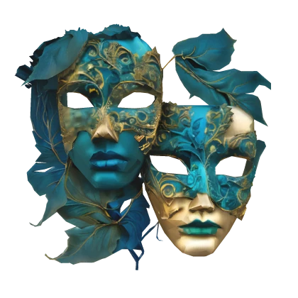 Realistic Dual-Face Cyan Ivory Jester Mask