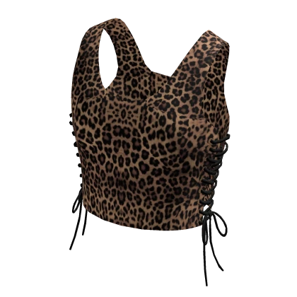 Leopard Crop Top With Laces