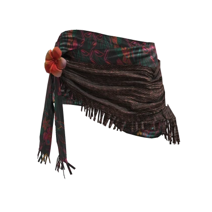 ʚ♡ɞSummer Black Floral Scarf Wrap Skirt Bikini