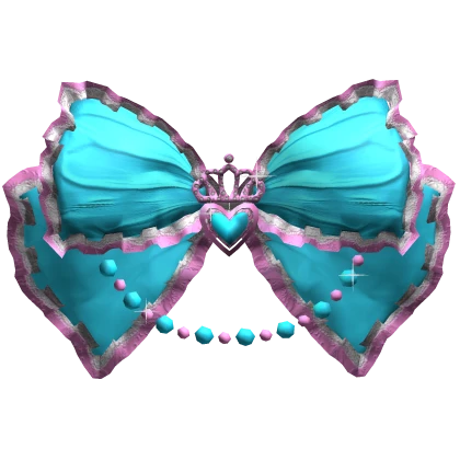 Big Cute Pearly Hime Gyaru Summer Bow in Blue Pink