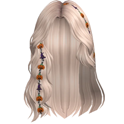 Spooky Swept Wavy Hair w/ Halloween (Platinum)