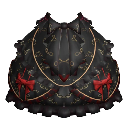 ✨Gothic Rococo Train Back Bustle Skirt-Black Red