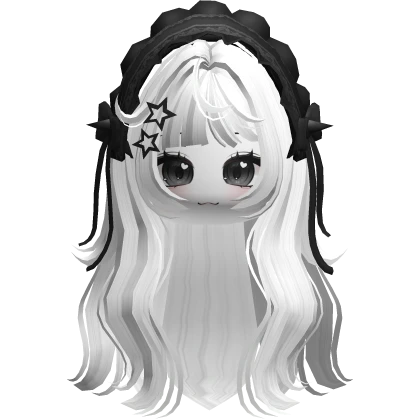 Emo Goth Girl Hair w/ Headband & Face (White)