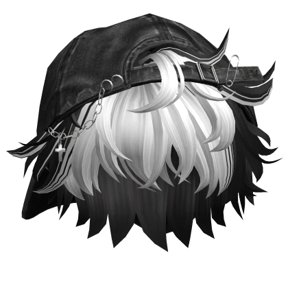 Black&White Anime Boy Hair w/ Y2K Distressed Hat