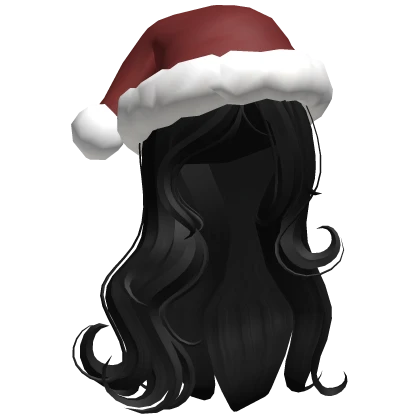 ♡ christmas silky hair with santa hat in black