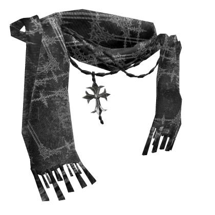 cyber Sigilism textured Chrome scarf w pendant