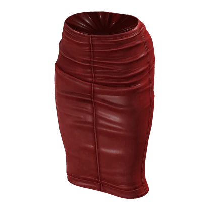 Leather Pencil Skirt (Red)