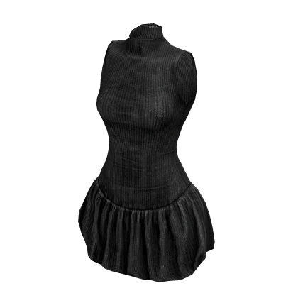 ☆ black denim bubble minidress