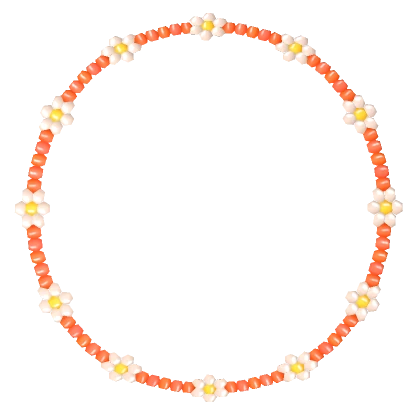 Y2K Orange Flower Bead Necklace 3.0