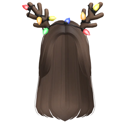 Christmas Reindeer Long Straight Girl Hair (Brown)