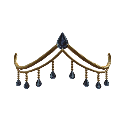 Elegant Gold Tiara With Navy Blue Gemstone