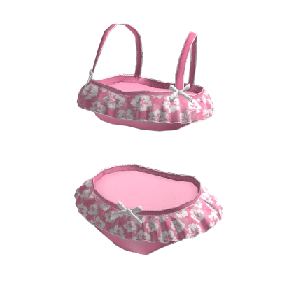 Pink Hawaiian Ruffle Bikini