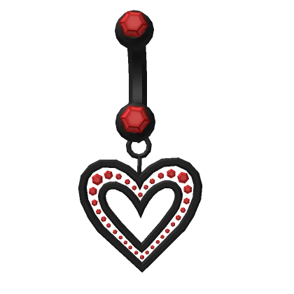 Red Diamond Heart Belly Ring