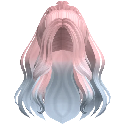 Voluminous Wavy Princess High Ponytail Pink Blue