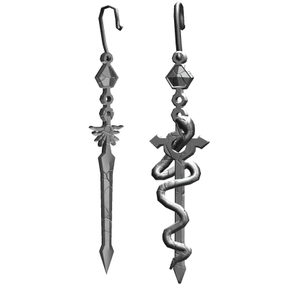 Silver Snake Sword Earrings