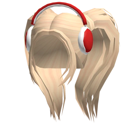 Long Blonde Pigtails with Christmas Earmuffs