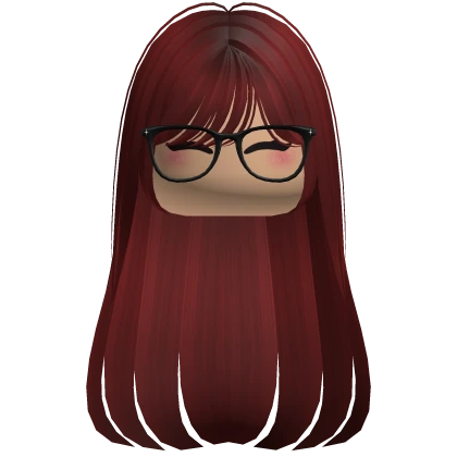 Nerdy Cute Hair w Glasses Red