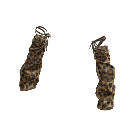 BB Y2K Cheetah Denim Strap Arm Warmers