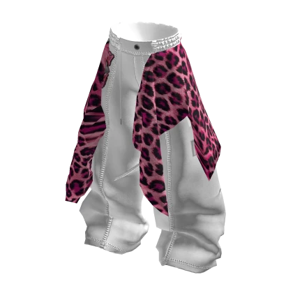 MJ - White Jeans With Pink leopard