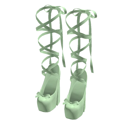Soft ribbon ballet heels light green (It Girl)
