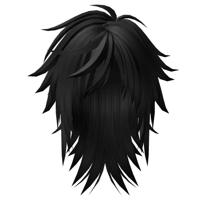 Long Spiky Scene Boy Wolf Cut Hair in Black