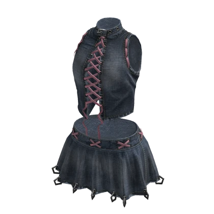 Laced Up Y2K Set (Blue-Pink)