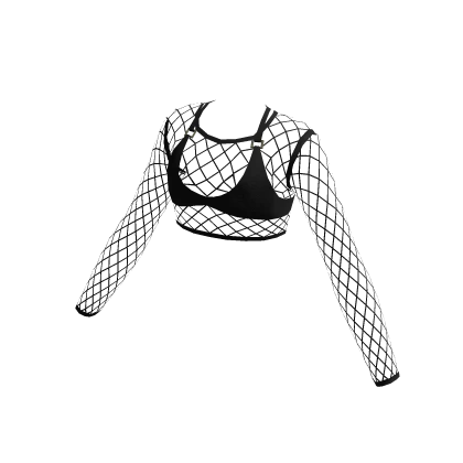 Black Fishnet Rave Crop Top