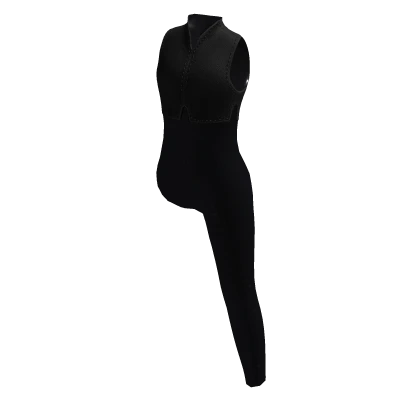 Goth Sporty Black Latex & Leather Vest Bodysuit
