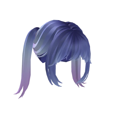 Short Blue and Pink Pigtails Hair