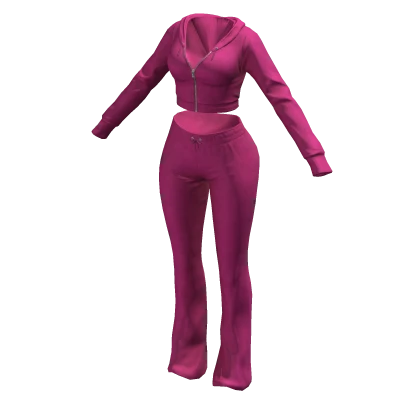 Tracksuit Pink Juicy Outfit Flared Pants Crop Top