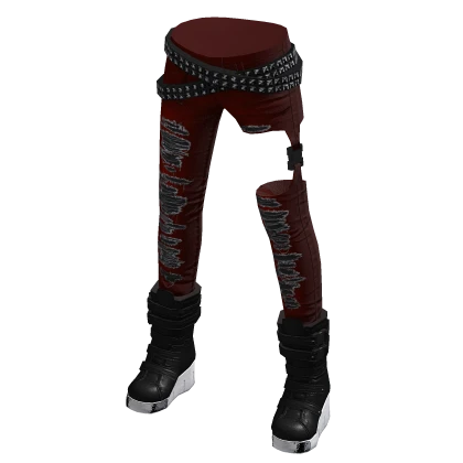 Distressed Punky Goth Skinnies Red