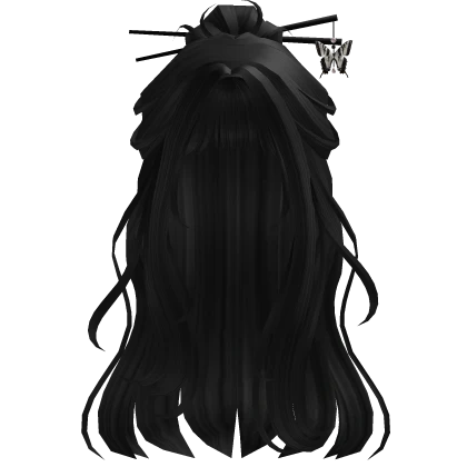 Black Half Bun Hair w/Butterfly Clip