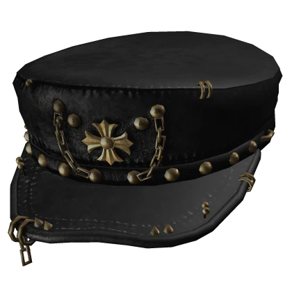 Black and Gold Y2K Goth Captain Hat