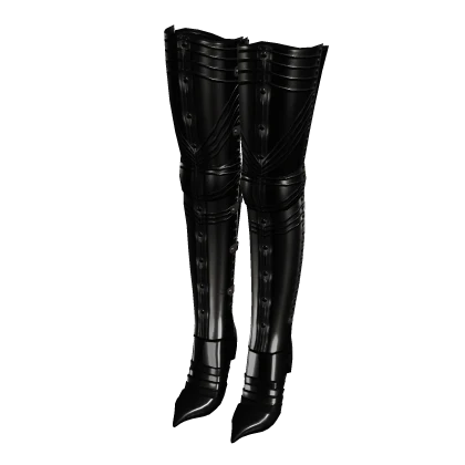 Black Metal Heeled Knight Boots (Gaultier Doll)