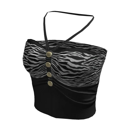 ❀ Y2K Gyaru Halter Top | Zebra Print