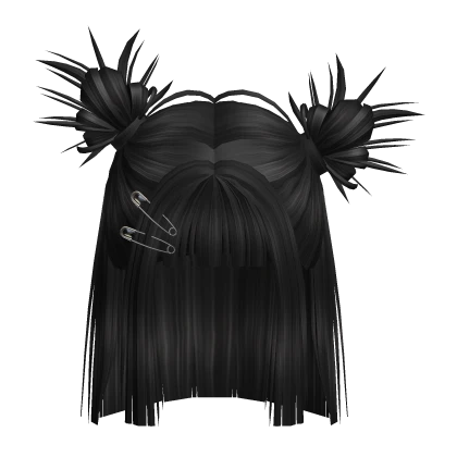 Short Half Up Grunge Punk Space Buns in Black