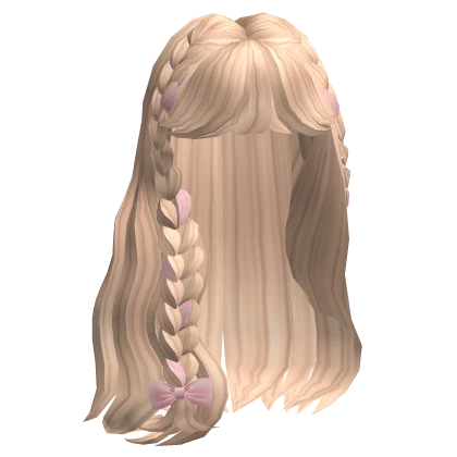 Side Braided Wavy Bangs Hair w/ Bows (Blonde)