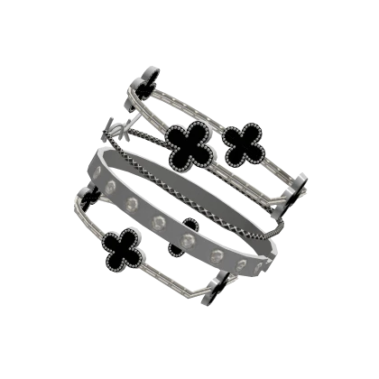 PBR Luxury Shiny Stacked Bracelet Silver Black