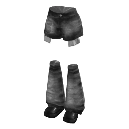 Black denim shorts with warmers