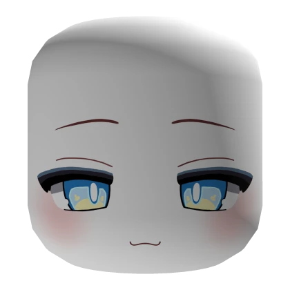 Soft Light Blue Anime Droopy Eyes - White