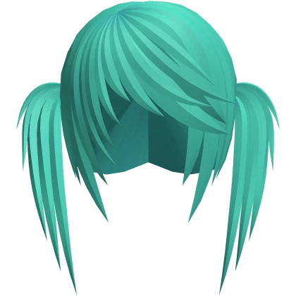 turquoise/cyan scene emo long pigtails