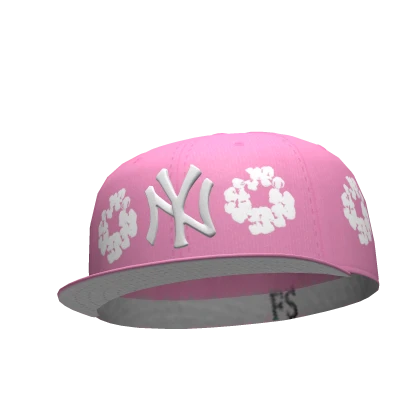 Pink NY Denim Tilted Tears Fitted Cap